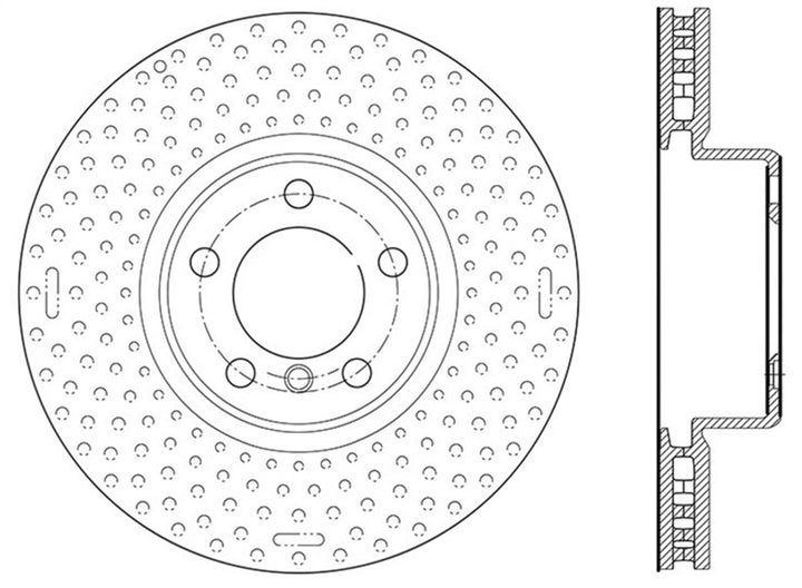 StopTech 12-15 BMW 335i Drilled Right Front Rotor.