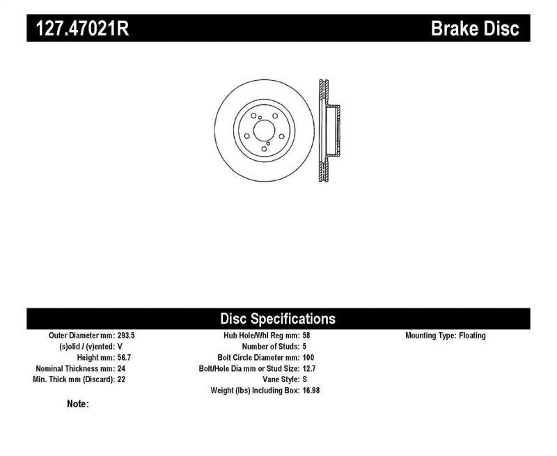 StopTech Slotted & Drilled Sport Brake Rotor.