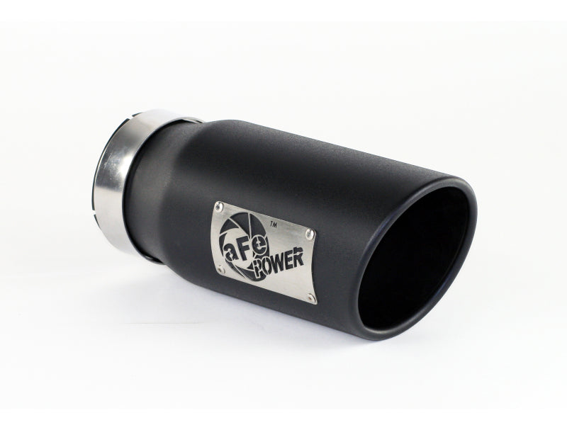 aFe Power Diesel Exhaust Tip Black- 4 in In x 5 out X 12 in Long Bolt On (Right).