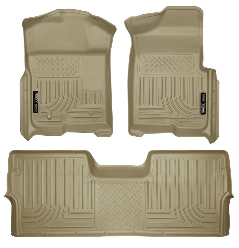 Husky Liners 09-12 Ford F-150 Super Crew Cab WeatherBeater Combo Tan Floor Liners.