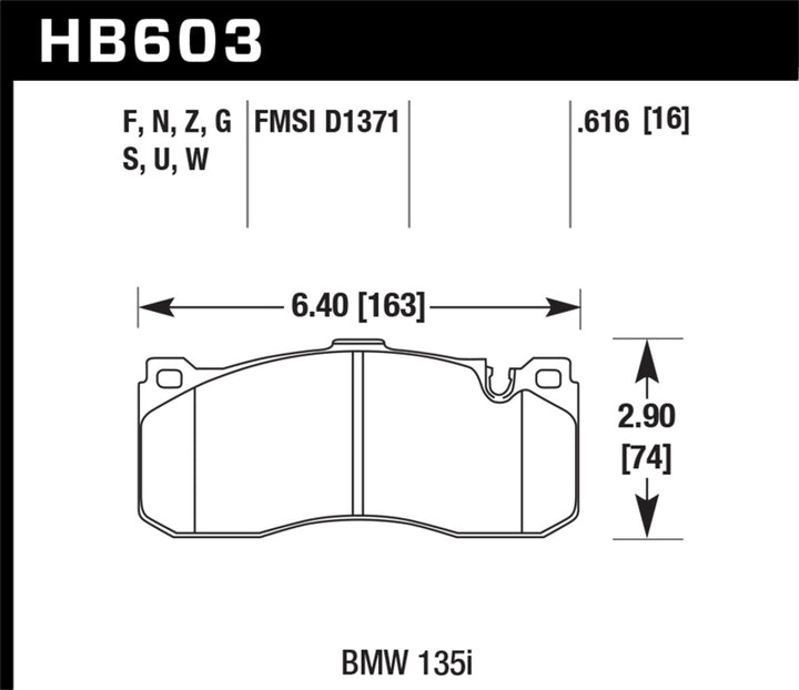 Hawk BMW 135i DTC-70 Race Front Brake Pads.