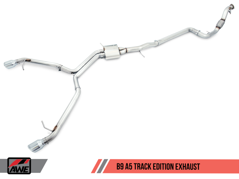 AWE Tuning Audi B9 A5 Track Edition Exhaust Dual Outlet - Diamond Black Tips (Includes DP).