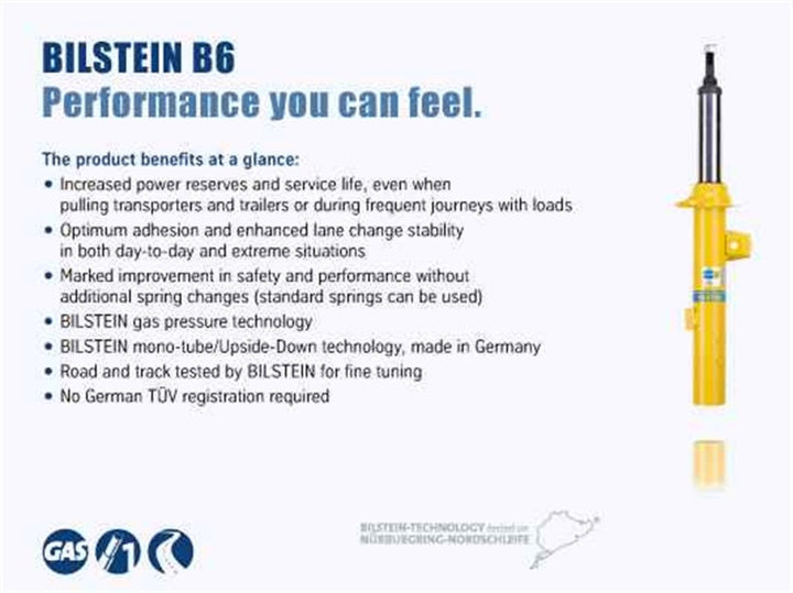 Bilstein B6 (HD) 46mm Front Monotube Shock Absorber.