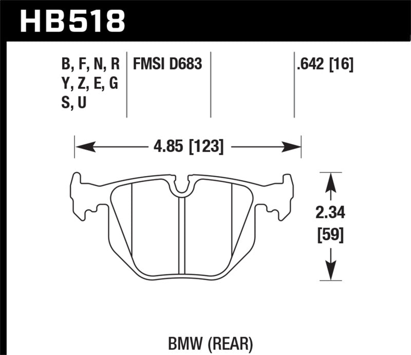 Hawk BMW 330CI/330I/330XI/525i/740i/754iL/M3/M5/X3/X5/Z4/Z8 / Range Rover HSE HT-10 Race Rear Brake.