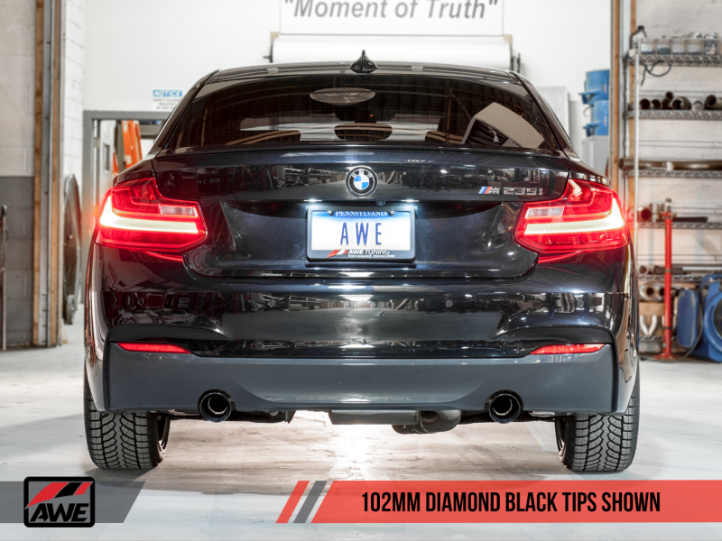 AWE Tuning BMW F22 M235i / M240i Touring Edition Axle-Back Exhaust - Diamond Black Tips (102mm).