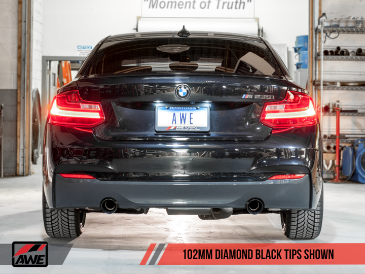 AWE Tuning BMW F22 M235i / M240i Touring Edition Axle-Back Exhaust - Diamond Black Tips (102mm).