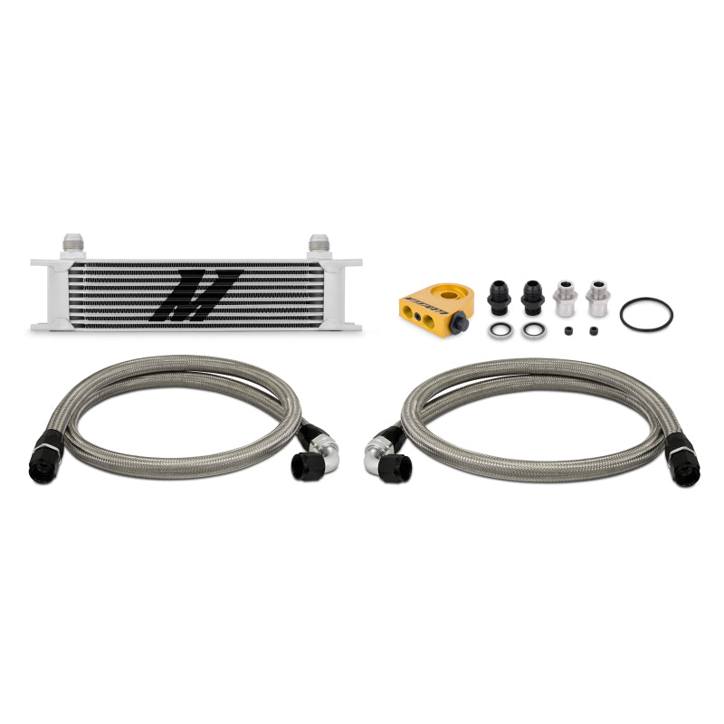 Mishimoto Universal Thermostatic 10 Row Oil Cooler Kit - Silver.