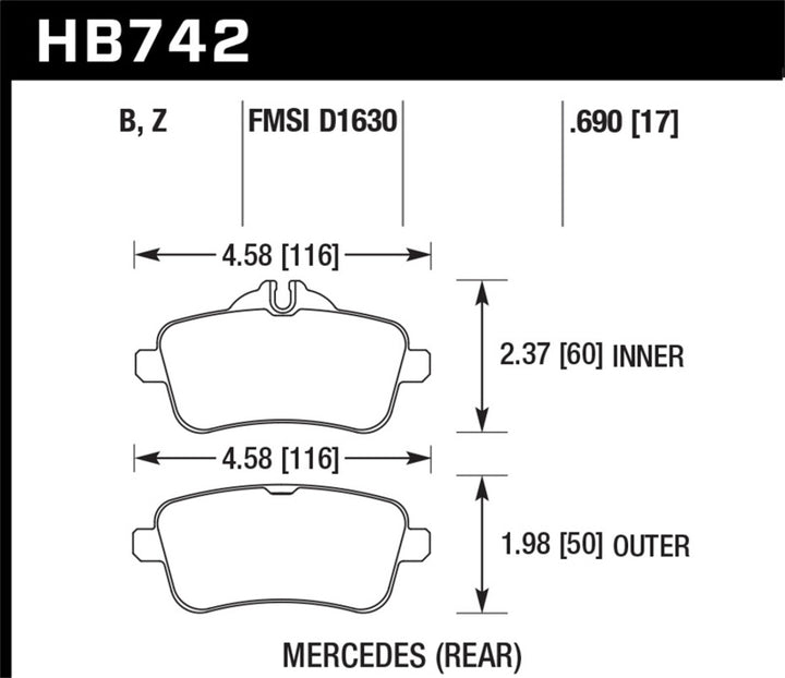 Hawk 12-15 Mercedes-Benz ML350/550 HPS 5.0 Rear Brake Pads.