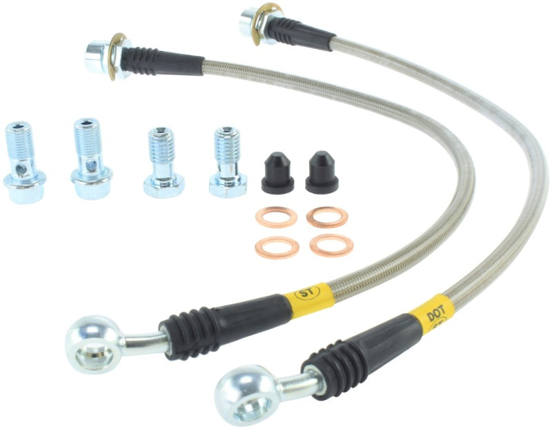 StopTech 94-02 Ford Mustang (Exc Cobra) / 03-04 Mustang Base & GT Stainless Steel Front Brake Lines.