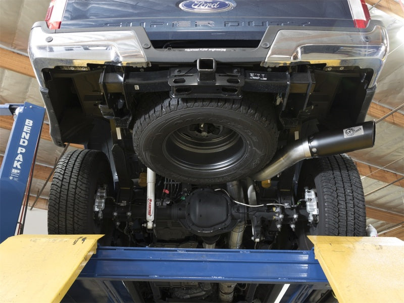 aFe ATLAS 5in DPF-Back Alum Steel Exhaust System w/Black Tip 2017 Ford Diesel Trucks V8-6.7L (td).