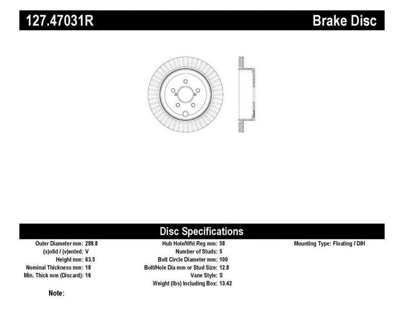 StopTech Slotted & Drilled Sport Brake Rotor.