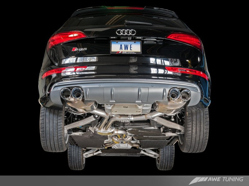 AWE Tuning Audi 8R SQ5 Touring Edition Exhaust - Quad Outlet Chrome Silver Tips.
