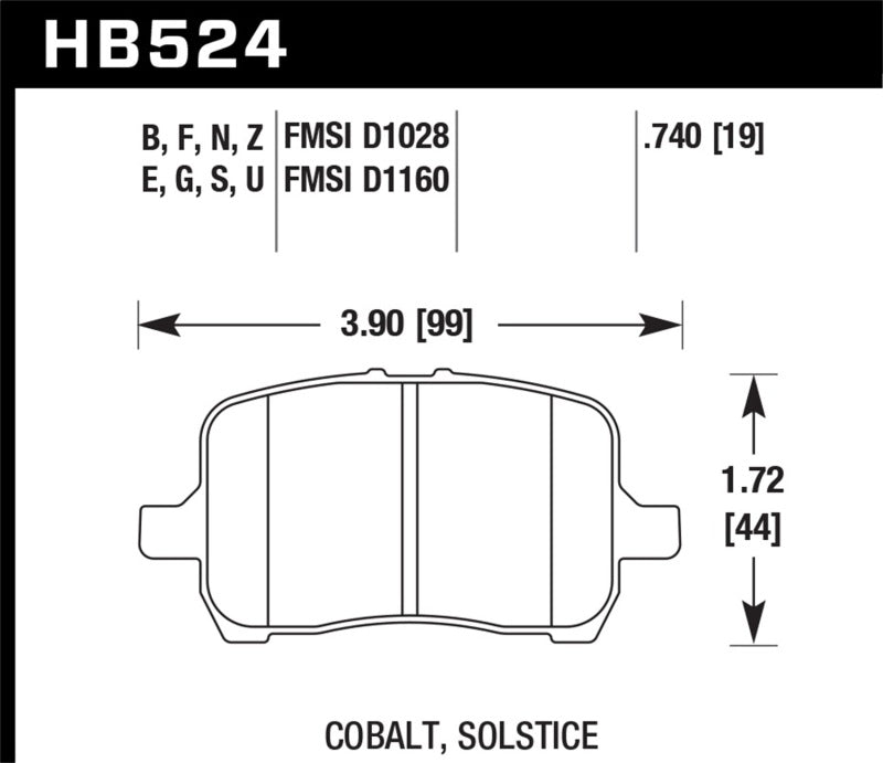 Hawk 05-07 Cobalt SS / 08-09 HHR / 04+ Malibu / 07A+ G5 GT / 06+ G6 / HPS Street Front Brake Pads.