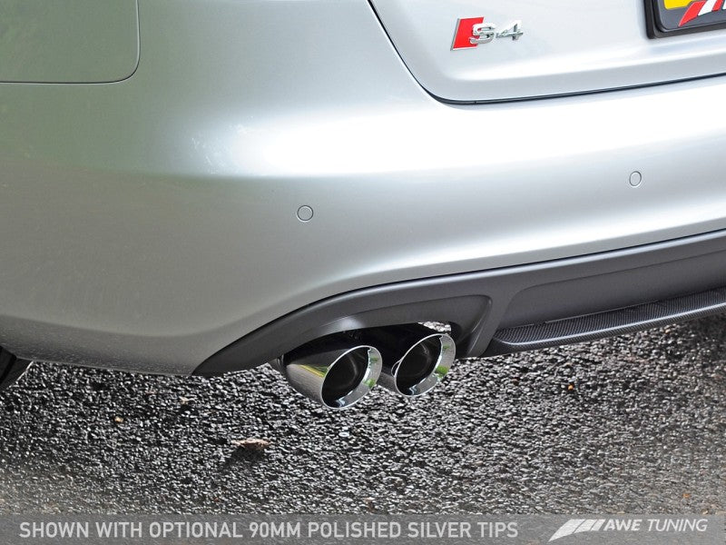 AWE Tuning Audi B8 / B8.5 S4 3.0T Touring Edition Exhaust - Chrome Silver Tips (90mm).