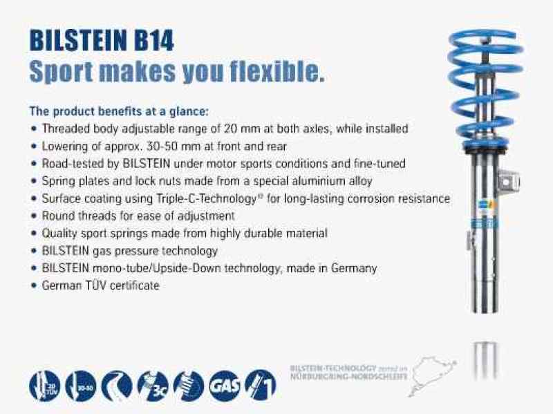 Bilstein B14 Audi S4 (8E) K4 Performance Suspension System (May Req. OE 8E0412377C).