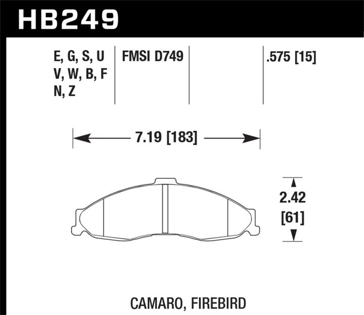 Hawk 98-02 Camaro/Firebird HP+ Street Front Brake Pads.