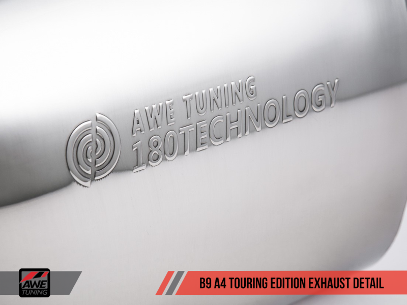 AWE Tuning Audi B9 A4 Touring Edition Exhaust Dual Outlet - Chrome Silver Tips (Includes DP).