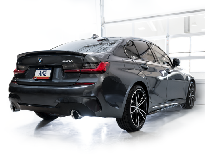 AWE 19-23 BMW 330i / 21-23 BMW 430i Base G2X Track Edition Axle Back Exhaust - Chrome Silver.