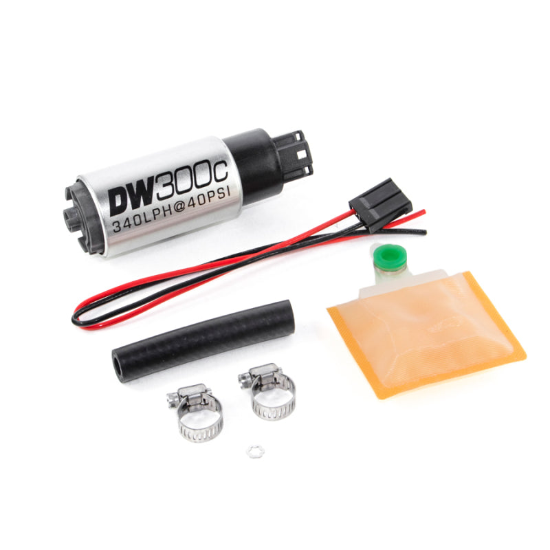 DeatschWerks 340lph DW300C Compact Fuel Pump w/ Universal Install Kit (w/o Mounting Clips).