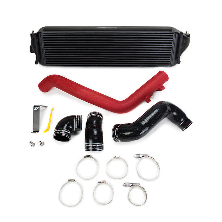 Mishimoto 2017+ Honda Civic Type R Intercooler Kit - Black Intercooler Red Pipes.