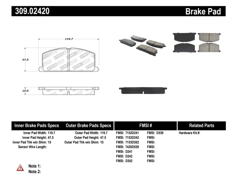 StopTech Performance Brake Pads.