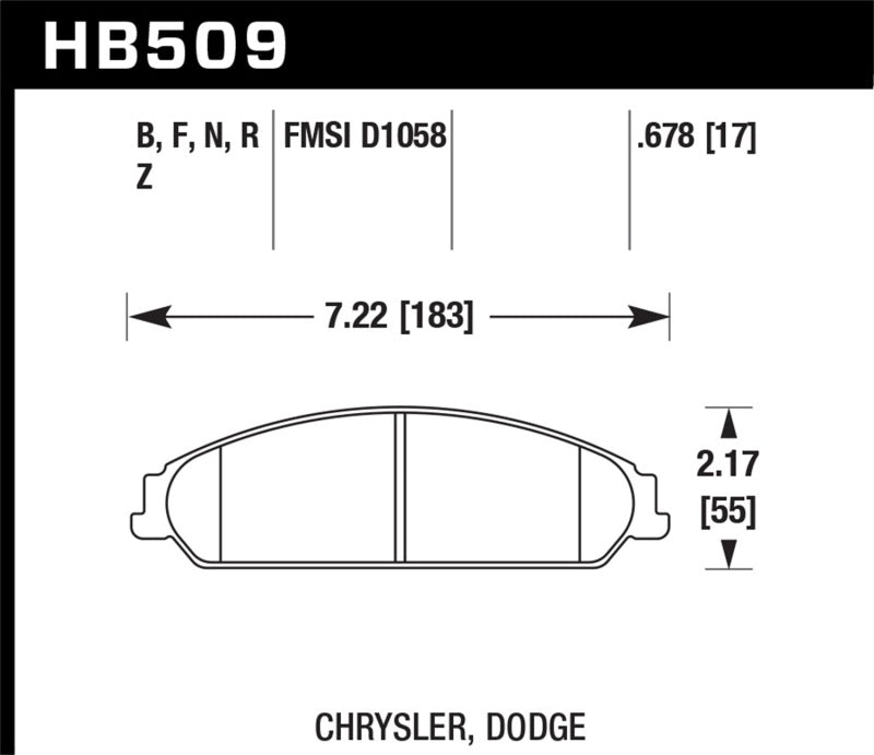 Hawk 05 Chrysler 300C w/ Perf. and HD Suspension HPS Street Front Brake Pads.