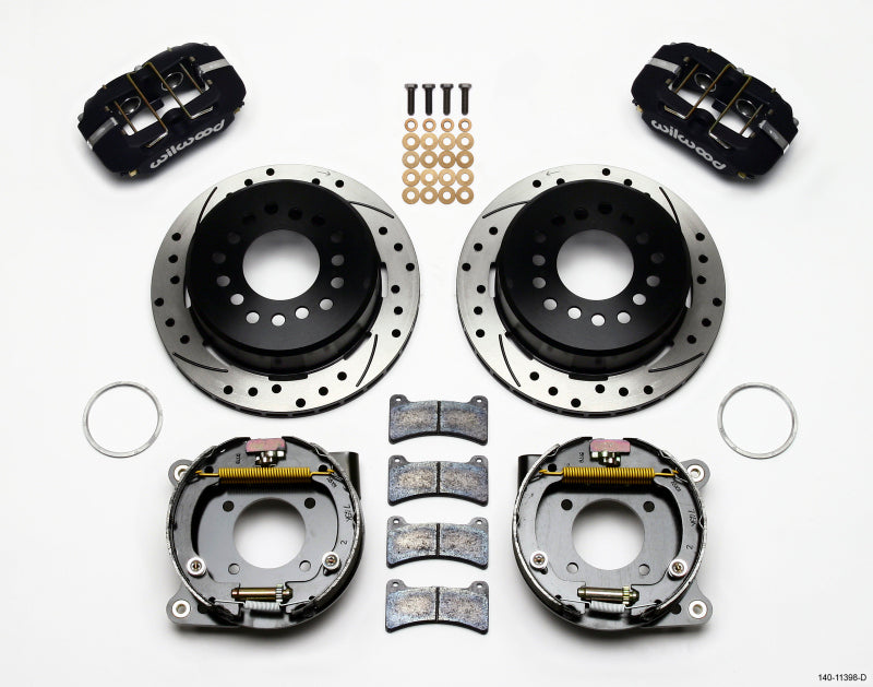 Wilwood Dynapro Low-Profile 11.00in P-Brake Kit Drilled Chevy 12 Bolt 2.75in Off w/ C-Clips.