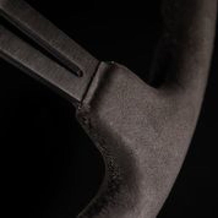 NRG Reinforced Steering Wheel (350mm / 3in. Deep) Black Leather w/ Alcantara Stitching.