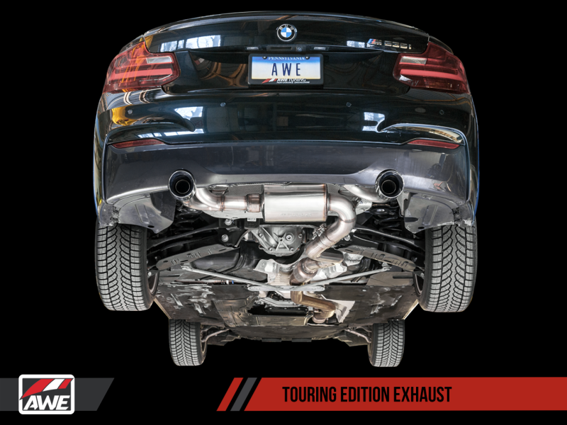 AWE Tuning BMW F22 M235i / M240i Touring Edition Axle-Back Exhaust - Diamond Black Tips (102mm).