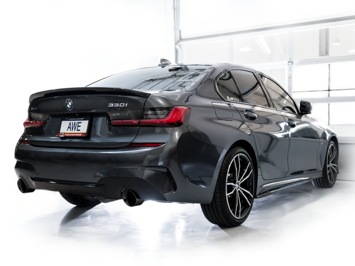 AWE 19-23 BMW 330i / 21-23 BMW 430i Base G2X Track Edition Axle Back Exhaust - Diamond Black.