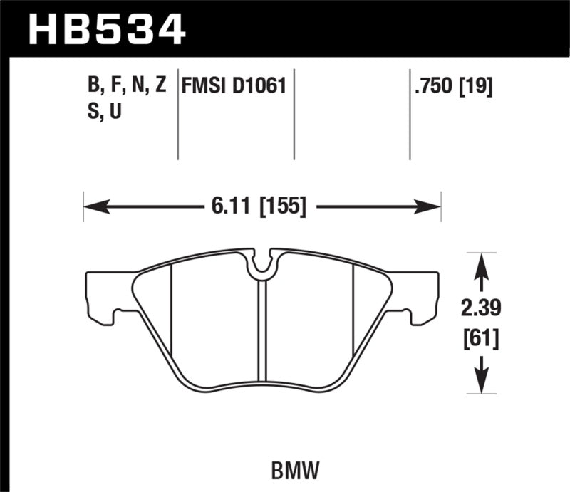 Hawk 09-11 BMW Z4 / 04-05 525I / 08-11 128I / 06 325I/325XI / 07 328I/328XI HPS Street Front Brake P.