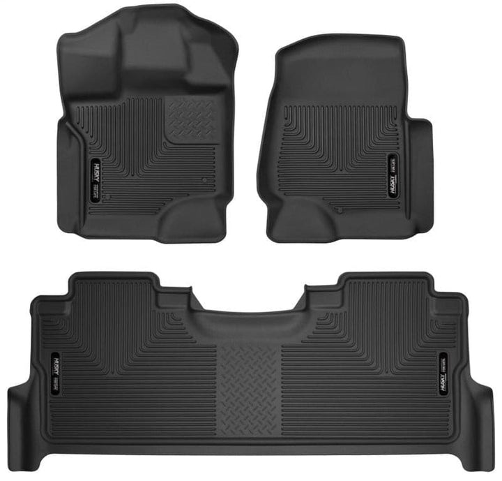 Husky Liners 21-23 Ford F-150 CC SC X-Act Contour Front & Second Row Seat Floor Liners - Black.