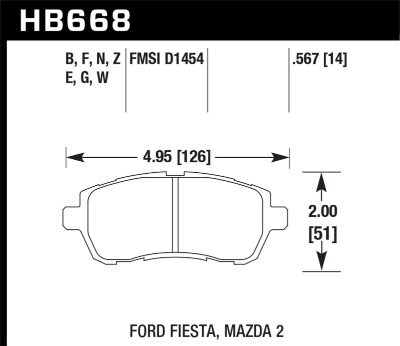 Hawk 11-12 Ford Fiesta S/SE/SEL / 11-12 Mazda 2 Sport/Touring DTC-60 Front Race Brake Pads.