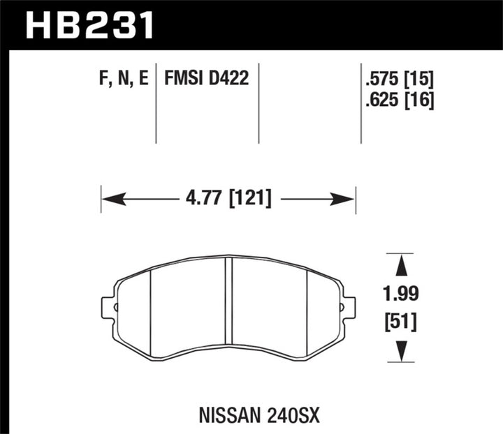 Hawk 89-93 240SX LE & SE (non-ABS) & Base / 94-96 240SX SE & Base HPS Street Front Brake Pads.