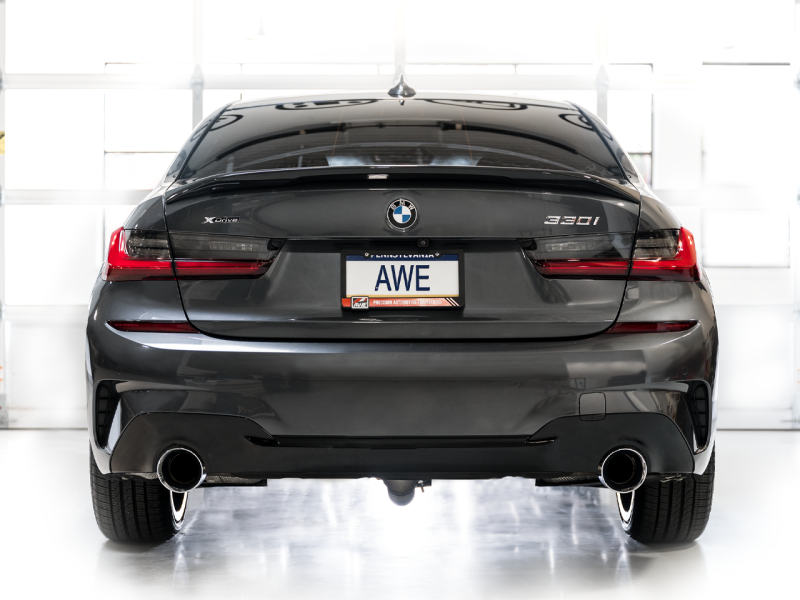 AWE 19-23 BMW 330i / 21-23 BMW 430i Base G2X Track Edition Axle Back Exhaust - Chrome Silver.