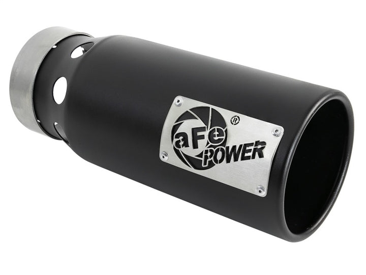 aFe SATURN 4S 4in SS Intercooled Exhaust Tip - Black 4in In x 5in Out x 12in L Bolt-On.