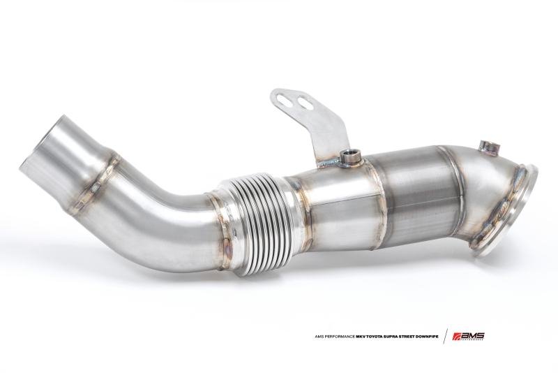 AMS Performance 2020+ Toyota Supra A90 Street Downpipe w/GESI Catalytic Converter.