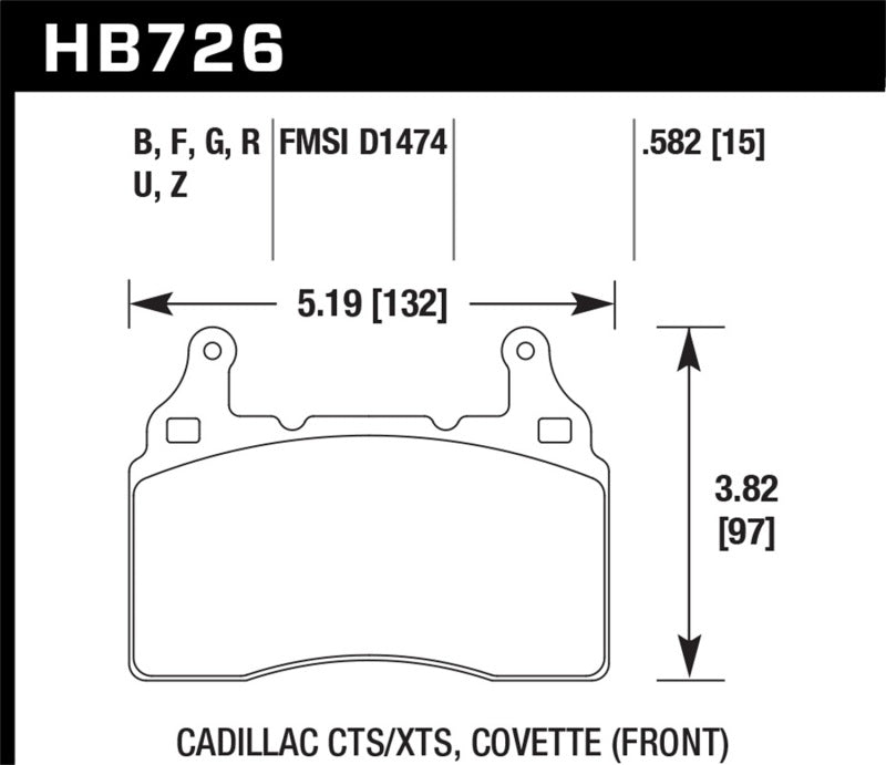 Hawk 2014 Chevrolet Corvette HPS 5.0 Front Brake Pads.