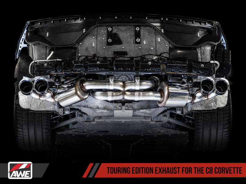 AWE Tuning 2020 Chevrolet Corvette (C8) Touring Edition Exhaust - Quad Diamond Black Tips.