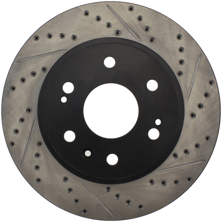 StopTech 05-10 GMC Sierra 1500 (w Rear Drum) / 07-09 GMC Yukon Front Right Slotted & Drilled Rotor.