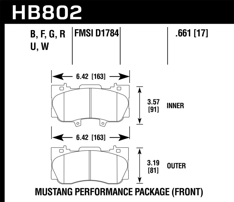 Hawk 15-17 Ford Mustang Performance Pkg (NON GT) HPS Front Brake Pads.