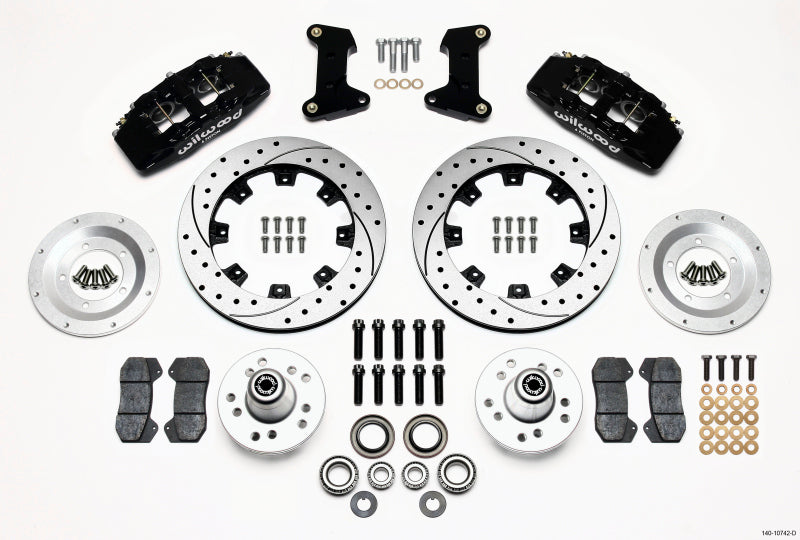 Wilwood Dynapro 6 Front Hub Kit 12.19in Drilled 74-80 Pinto/Mustang II Disc Spindle only.