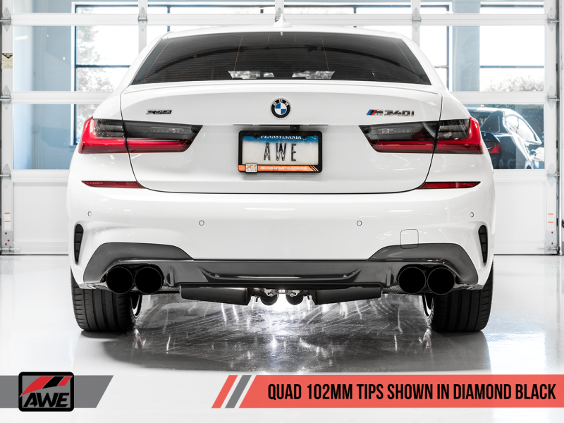 AWE Tuning 2019+ BMW M340i (G20) Track Edition Exhaust - Quad Diamond Black Tips.