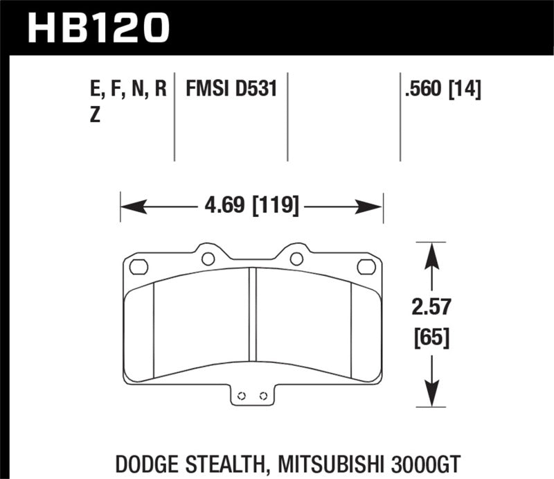 Hawk Mitsubishi 3000 GT VR4/ Dodge Stealth R/T 4WD HP+ Street Front Brake Pads.