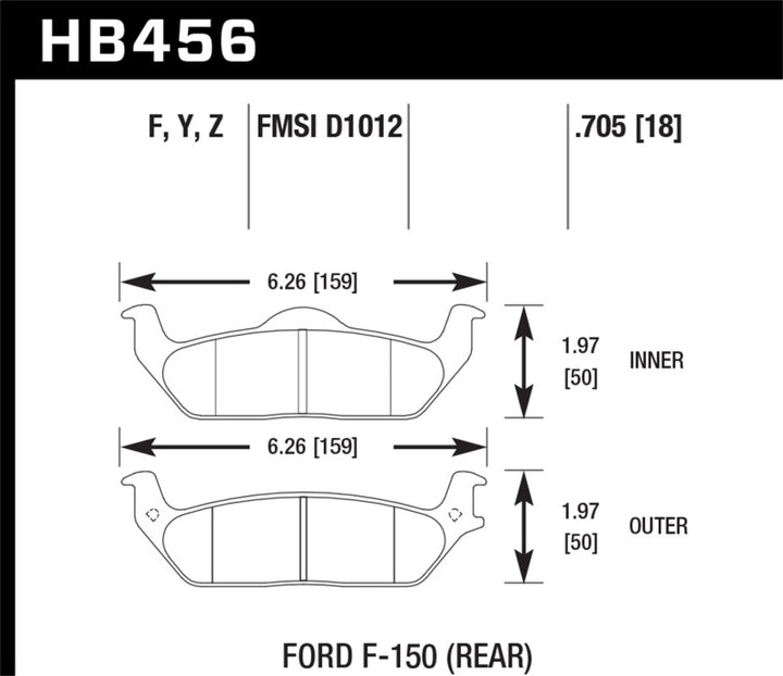 Hawk 04-11 Ford F-150 /  06-08 Lincoln Mark LT Performance Ceramic Rear Street Brake Pads.