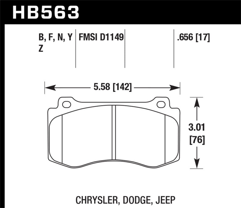 Hawk 2005-2014 Chrysler 300 C SRT8 6.1 HPS 5.0 Front Brake Pads.