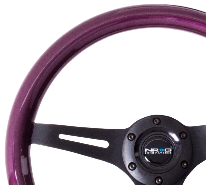 NRG Classic Wood Grain Steering Wheel (350mm) Purple Pearl/Flake Paint w/Black 3-Spoke Center.