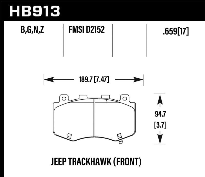 Hawk 18-19 Jeep Grand Cherokee Performance Ceramic Street Front Brake Pads.