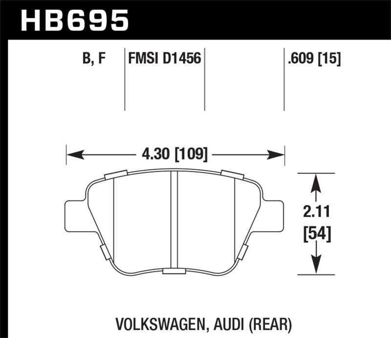 Hawk 2011-2013 Audi A3 Except TDI HPS 5.0 Rear Brake Pads.