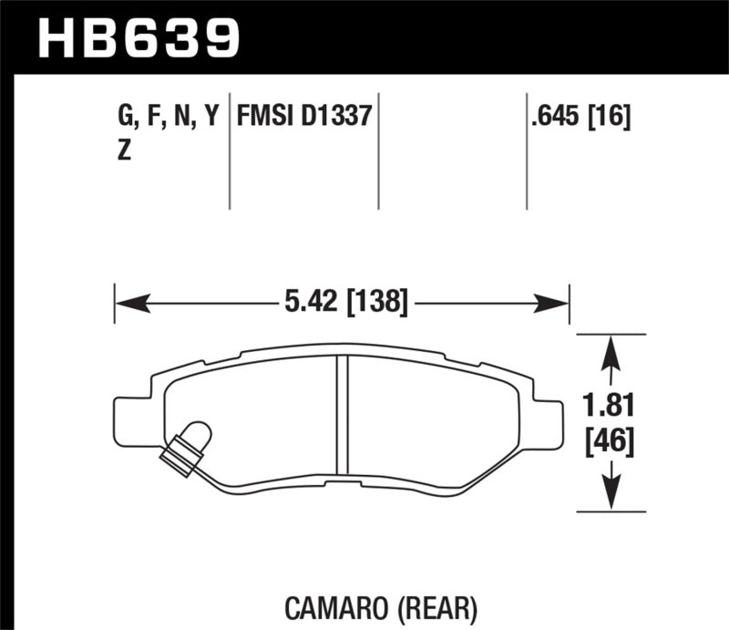 Hawk Camaro V6 Performance Ceramic Street Rear Brake Pads.